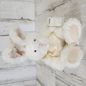 Russ Berrie Roaker cream plush bunny rabbit stuffed animal Tag bendable ears 14"